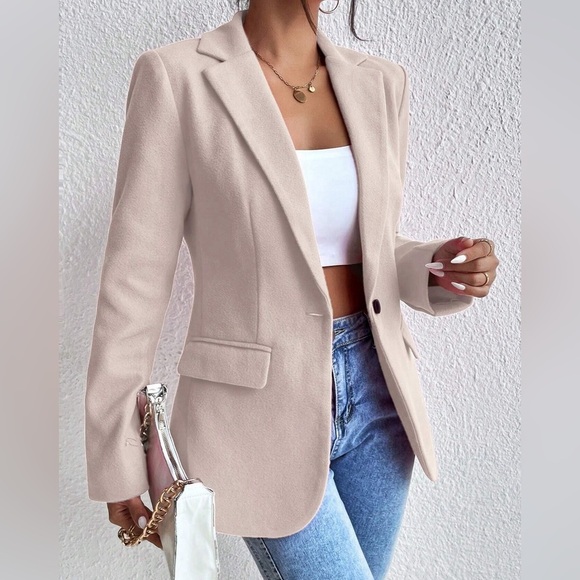 blush pink pastel Lapel Collar blazer jacket - Picture 9 of 12